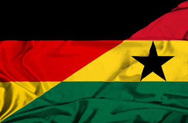 Waving flag of Ghana and Germany