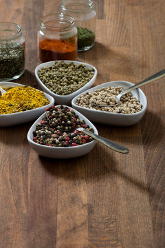 Colourful spices on the table
