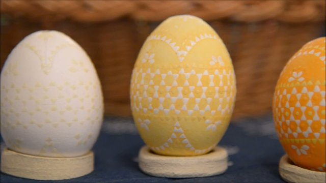 Sorbian easter eggs panning shot