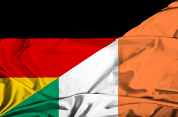 Waving flag of Ireland and Germany