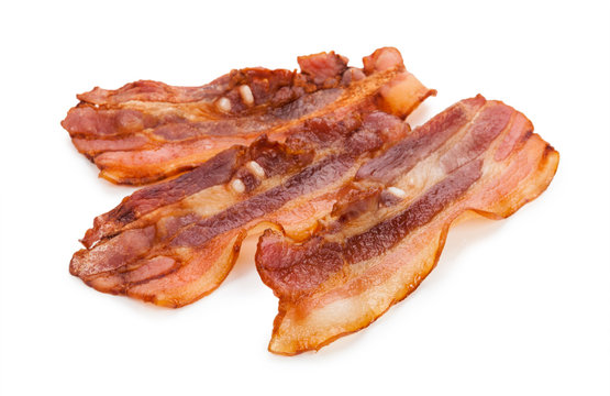 Grilled fresh bacon isolated on white background