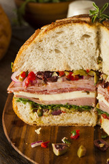Cajun Muffaletta Sandwich with Meat and Cheese