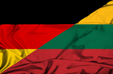 Waving flag of Lithuania and Germany