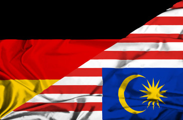 Waving flag of Malaysia and Germany