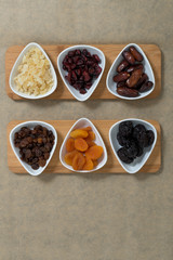 Various dried fruit on the table