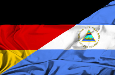 Waving flag of Nicaragua and Germany