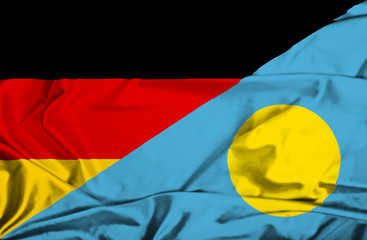 Waving flag of Palau and Germany