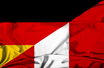 Waving flag of Peru and Germany