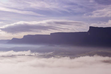 Mountain range in a cloudy mountain