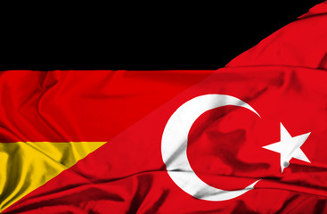 Waving flag of Turkey and Germany
