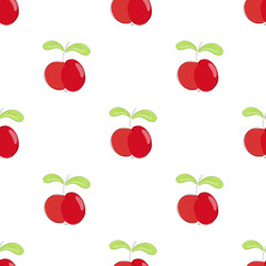 seamless pattern red apple with green leaf.