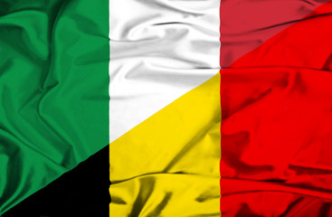 Waving flag of Belgium and  Italy