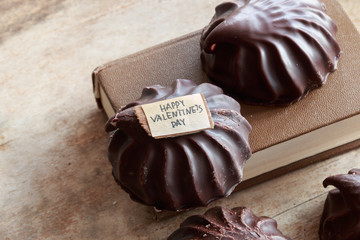 Happy Valentine's Day and chocolate marshmallow