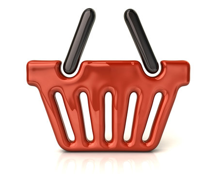 Orange shopping basket icon