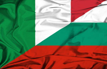Waving flag of Bulgaria and Italy