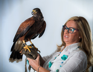 Woman and buzzard