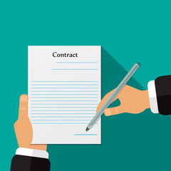 Signing of the contract vector illustration