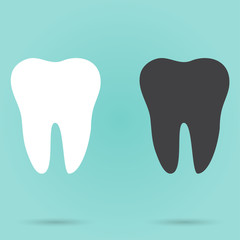 Set of two teeth on turquoise background vector illustration