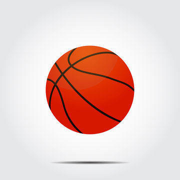 Basketball ball with shadow on a gray background vector