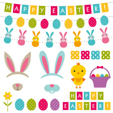 Easter decoration and photo booth props set