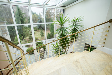 Marble staircase inside expensive house