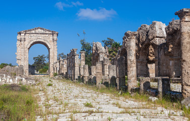 Fototapeta na wymiar Ruins of ancient Roman Triumphal Arch, Tyre, Lebanon