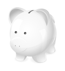Piggy Bank. A cute white piggy coin bank.