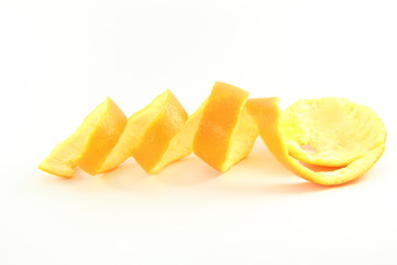 orange peels  in white background