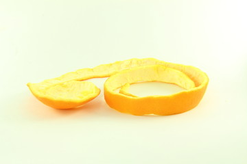 orange peels  in white background