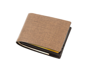 Brown leather wallet on white background