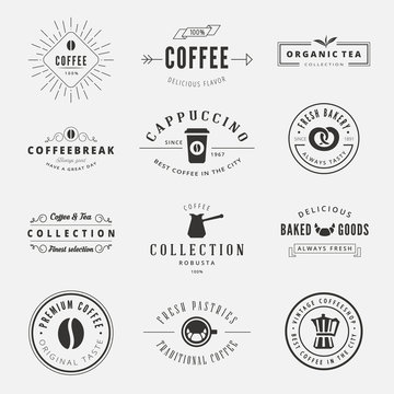 Coffee Retro Vintage Labels Logo design vector typography