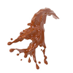 Chocolate splash on white background