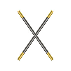 Two crossed magic wands in black and golden design