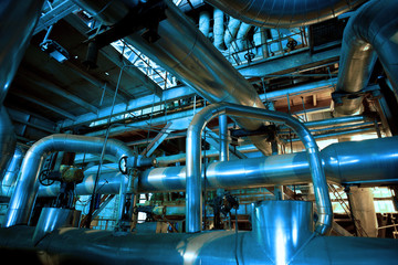 Industrial zone, Steel pipelines, valves and cables