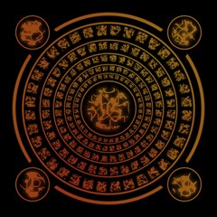 Brown runes on black background