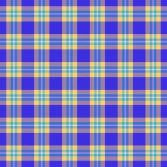 Blue, orange seamless tartan cloth pattern