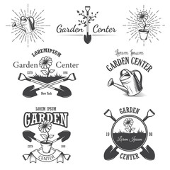 Set of vintage garden center emblems.
