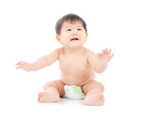 Cheerful asian baby open her arms