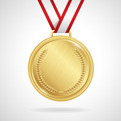 Vector gold medal with ribbon