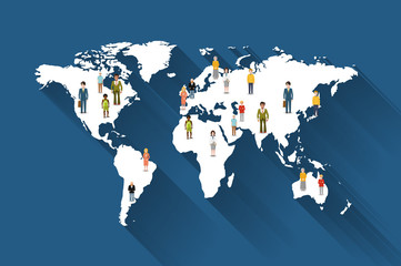 Obraz premium People from different countries on world map