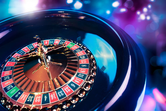 Roulette wheel with a bright and colorful background