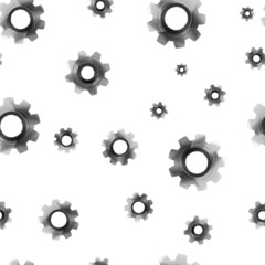 realistic gears on white seamless pattern