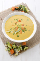 creamy vegetable soup in a bowl