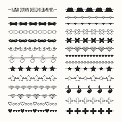 Obraz premium Hand drawn vector line border set and scribble design element
