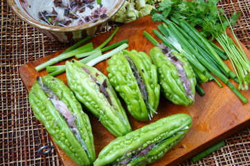 Vietnamese food, bitter melon, ground meat