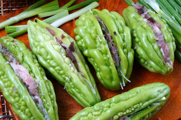 Vietnamese food, bitter melon, ground meat