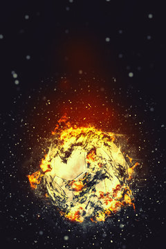 Soccer Ball Burning in Flames