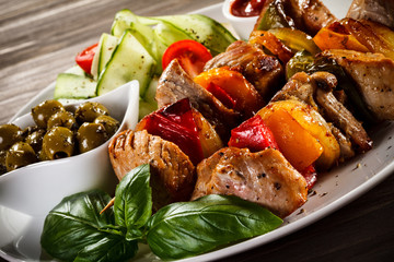 Grilled meat and vegetables