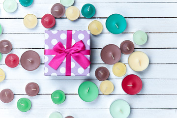 Color candles and gift box