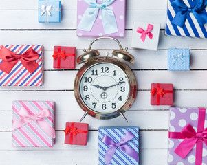 Gift boxes and alarm clock
